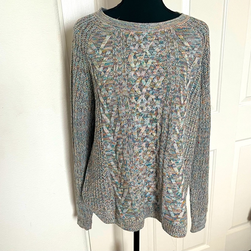 Grey and multi color, long-sleeve sweater